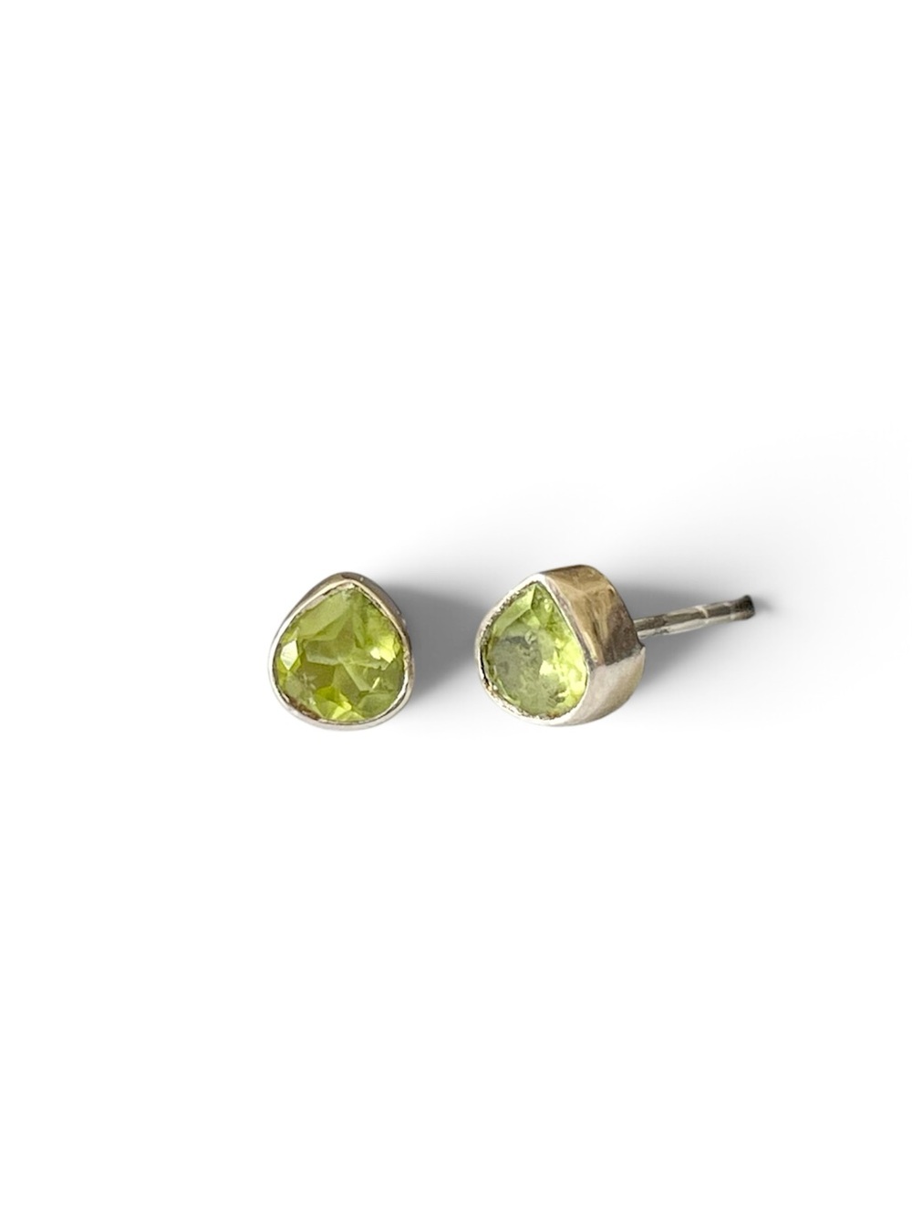 Natural Peridot stud Earrings! 925 Sterling Silver! VIBES Handmade!